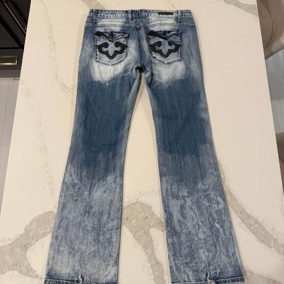 RF Rock LA Express Boot Cut Y2K Low Rise Distressed Denim Jeans Womens 12 Grunge - Picture 6 of 10